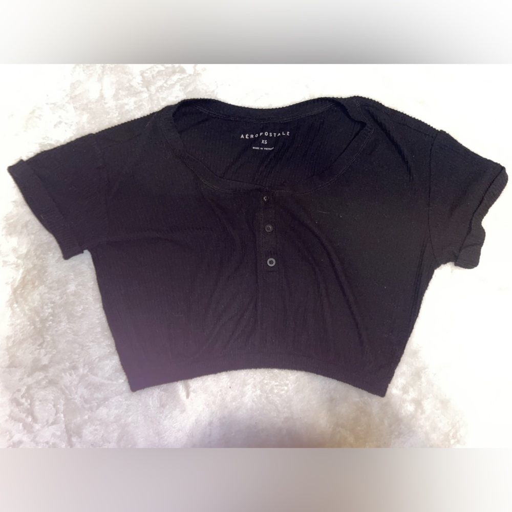 Aeropostale Black Buttoned crop top